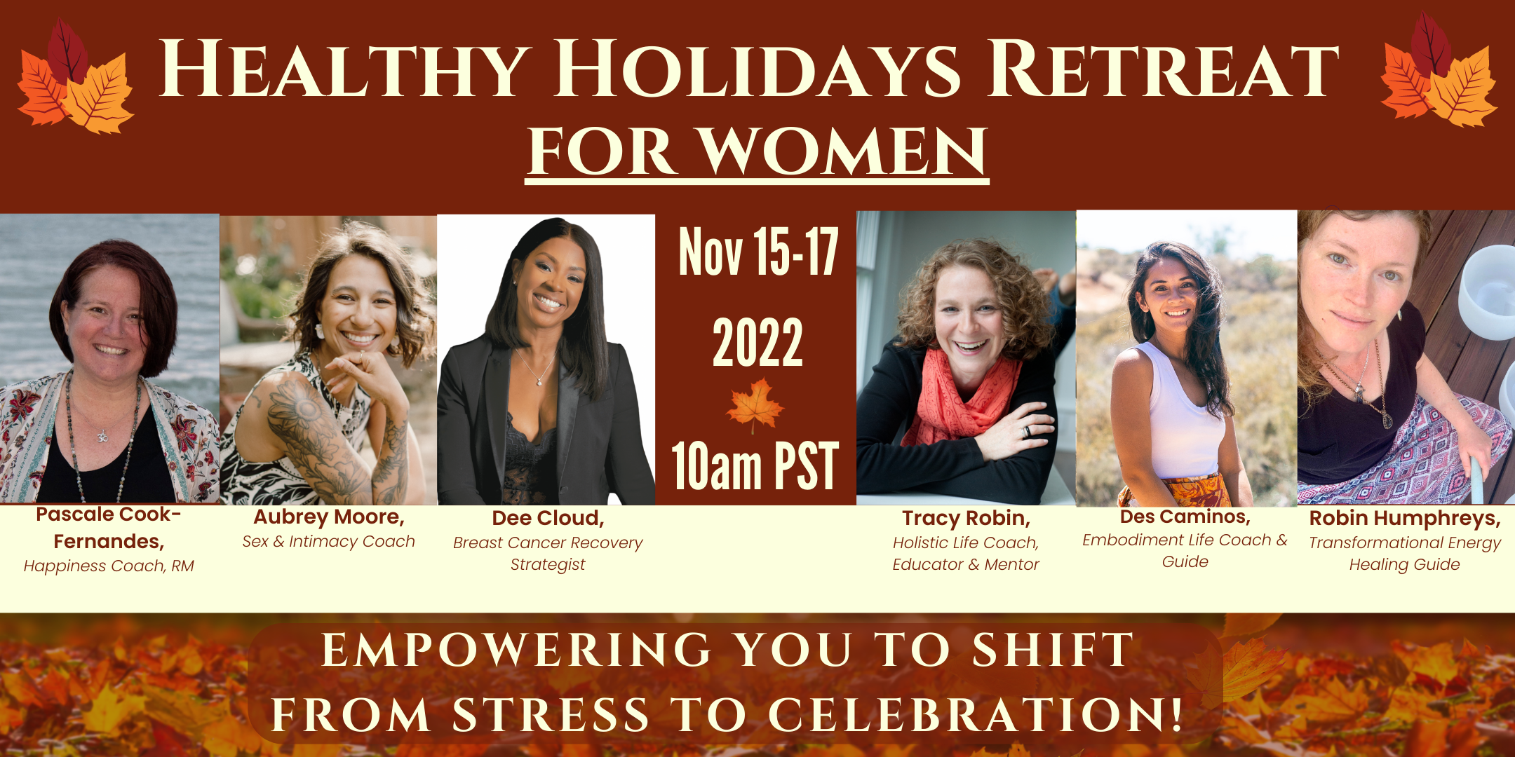 <h1 class="tribe-events-single-event-title">Healthy Holidays Retreat For Women:Empowering You to Shift From Stress to Celebration</h1>